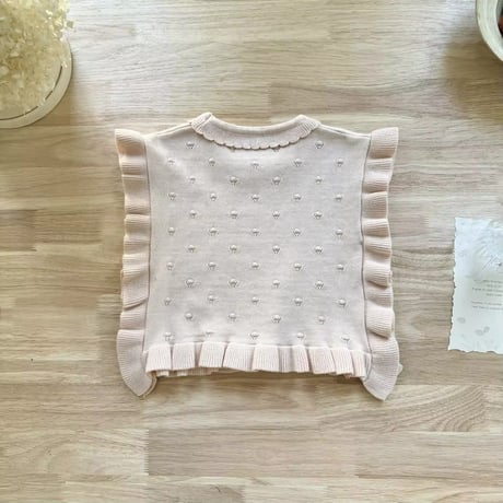 kids ivory×pinkぽこぽこニットベスト(1041)
