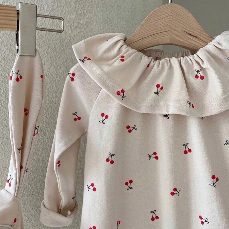 うさ耳ボンネットさくらんぼロンパース(2445) | こどもふく🧸mocokids