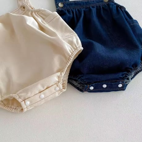 denimサロペット×ボーダーくまトップス(1310)