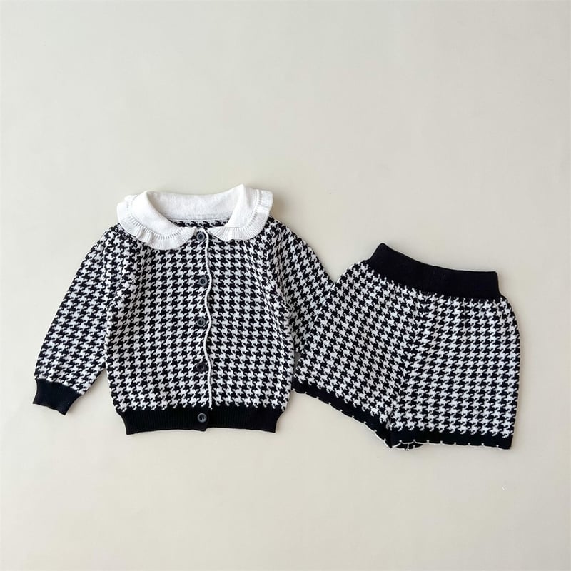 Riu 千鳥柄ニットセットアップ ブラック Rちゃん Riu 千鳥柄ニットセットアップ ブラック Rちゃん riu 千鳥柄セットアップ