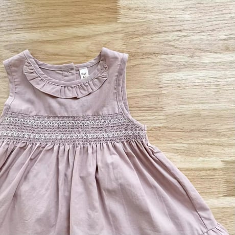 kids 2colorノースリーブシャーリング刺繍チュニックトップス(1202)