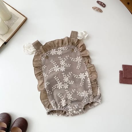 フラワー刺繍aroundフリルロンパース(3103)