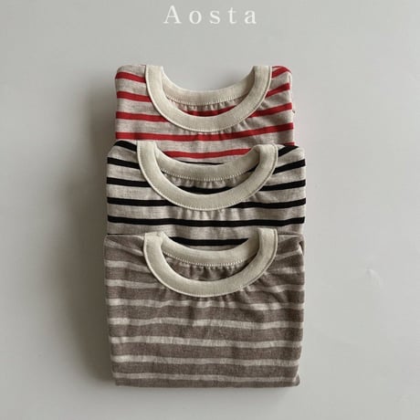 即納【Aosta】stripe Tshirt (a32)