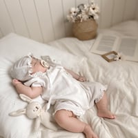 即納あり◆2color ボンネットsetワッフルpetit frillロンパース(4081)