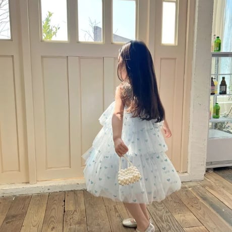 kids heart pink × blue トリプルチュールドレス(3225)