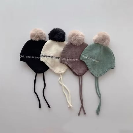 9color レターぽんぽんニット帽(649)