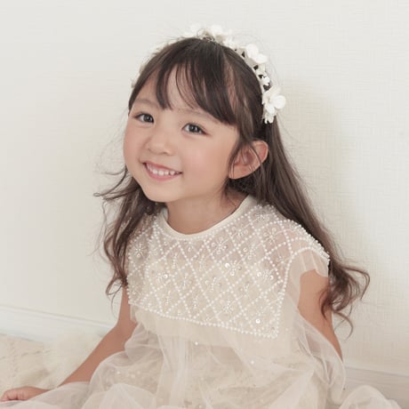 kids スクエアネックビジュー×スパンコールドレス(370)