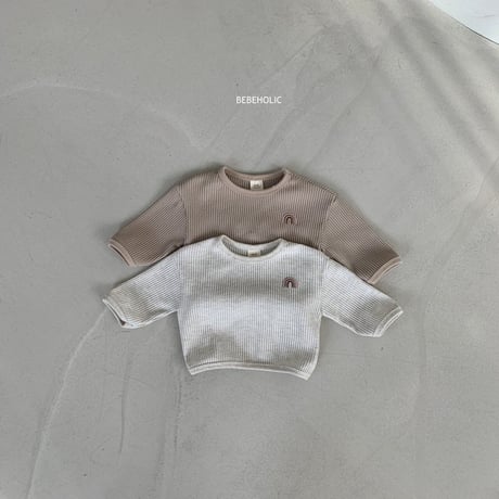 即納【bebeholic】Rainbow waffle Tshirt (be43)