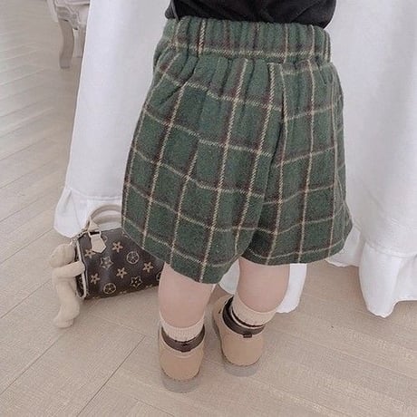 チェックウールスカートキュロット(539)