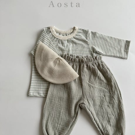 即納【Aosta】stripe Tshirt (a32)