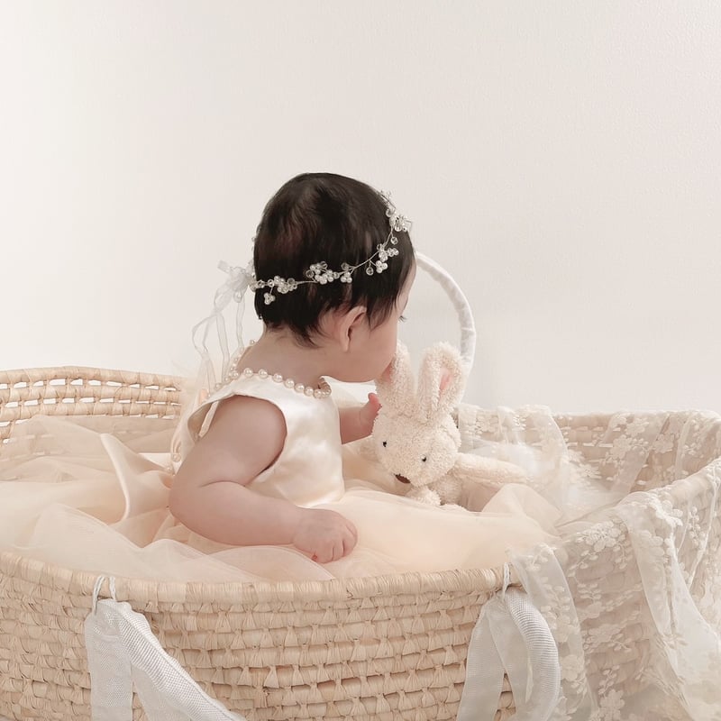 バックシャンリボンパールチュールドレス(513) | こどもふく🧸mocokids