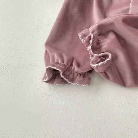 2color ベルベット長袖メローロンパース(1729)