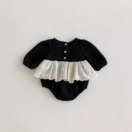 レースドッキングリネンスカートロンパース(971)