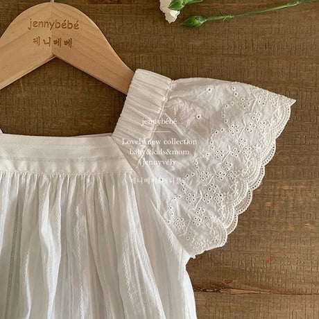 jennybebe アイレットsleeve whiteロンパース(4100)