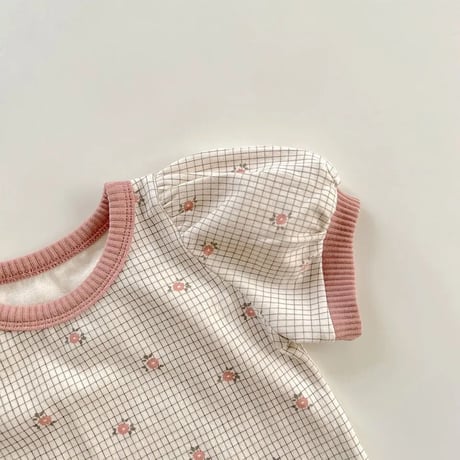 pink / brownフラワーグラフチェックセットアップ(2725)