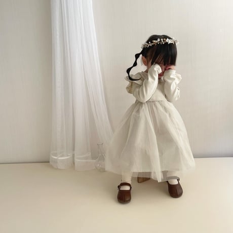 kids フリルフレンチチュール切替ワンピース(4000)