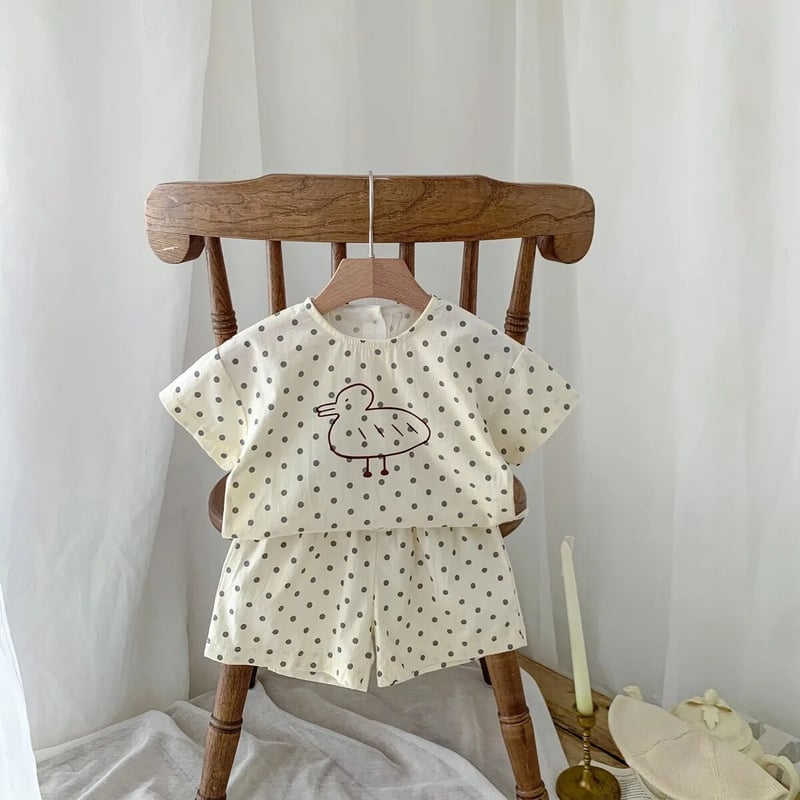 あひるさんチェックorドットセットアップ(3072) | こどもふく