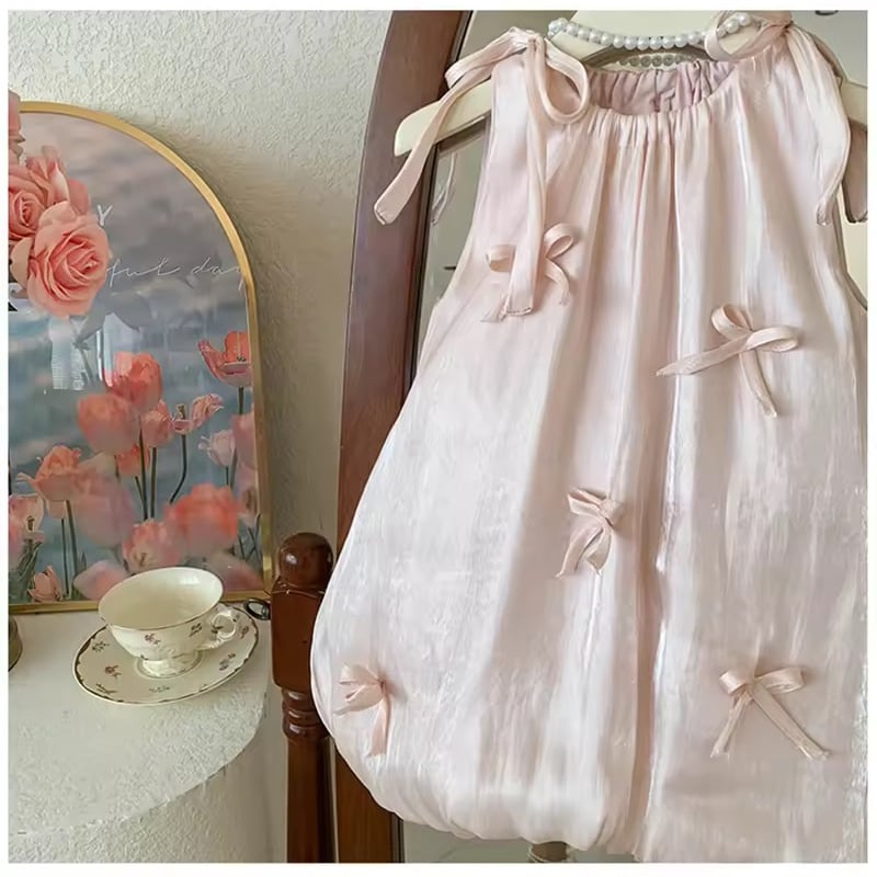 kids ベビーピンクリボンバルーンワンピース(1254) | こどもふく