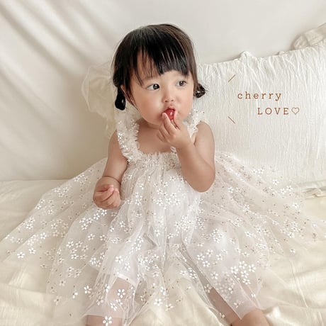 6color white flowerチュールドレス(328)