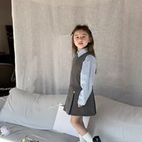 即納あり◆kids タイトプリーツジャンパースカートorブルーシャツ(1115)