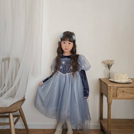 kids winter雪の結晶ベロアライトアップドレス(753)