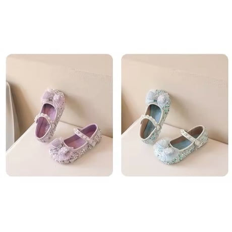 4color パステルスパンコールリボンパンプス(885)