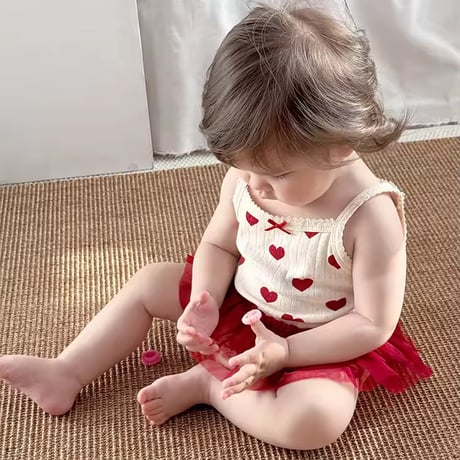 BabyGirl チュール付きキャミロンパース(1358)