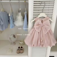 kids くすみピンクバックリボンバルーンワンピース(2257)