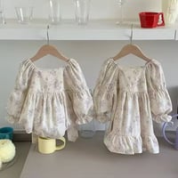jennybebe 姉妹お揃いヴィンテージフラワーバッグリボンロンパースorワンピース(1014)