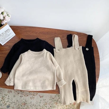 beige × blackニットセーターorハイウエストニットパンツ(3292)