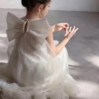 kids バックリボンチュールスパンコールドレス(2261)