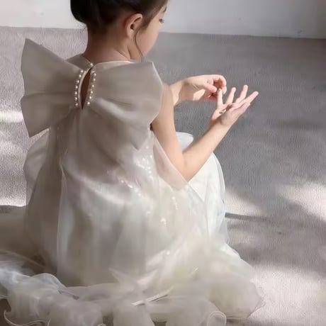 kids バックリボンチュールスパンコールドレス(2261)