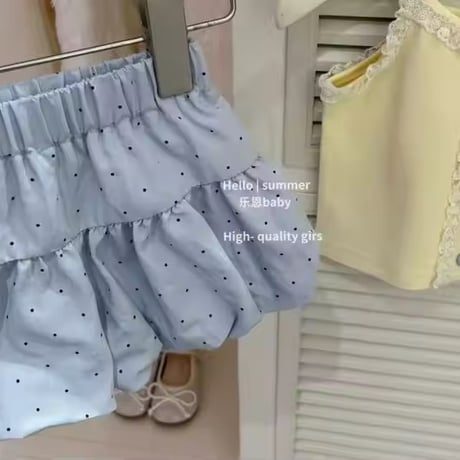 レモンキャミソール×ミルキーブルーminiショートパンツセットアップ(2105)