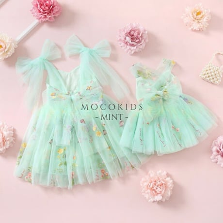9color flower gardenキャミトリプルリボンチュールドレス(526)