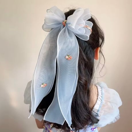 4color フラワークチュルーリボンヘアアクセサリー(2170)