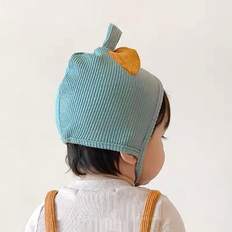別珍フルボンネット a:ruco 耳が聴こえるフルボンネ くま耳付きぽこぽこポップコーンボンネット | Cheese