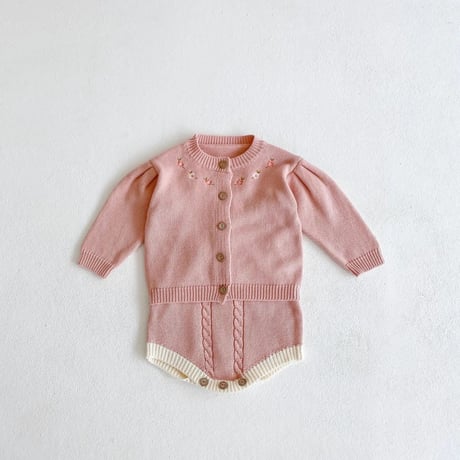 pink 小花柄ニットガーデンorニットサロペット(3271)