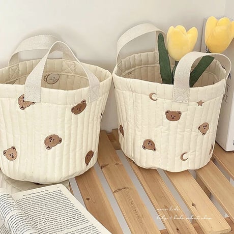 くま刺繍キルティングランチバッグ(2368)