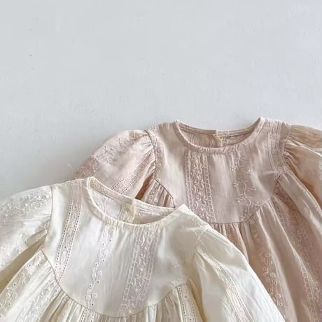 beige/moca コットンレースロンパース(953)