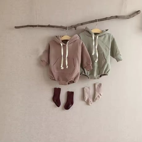 くすみカラーくまさんロンパース(881)