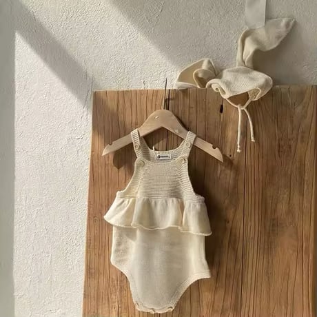 うさ耳ボンネットフリルキャミニットサロペット(877)