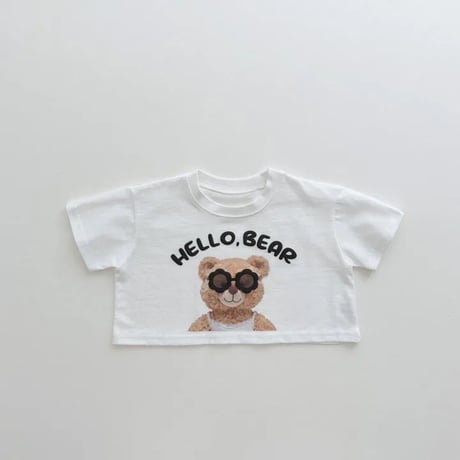 即納あり◆クロップド丈サングラスくまtシャツ(4128)