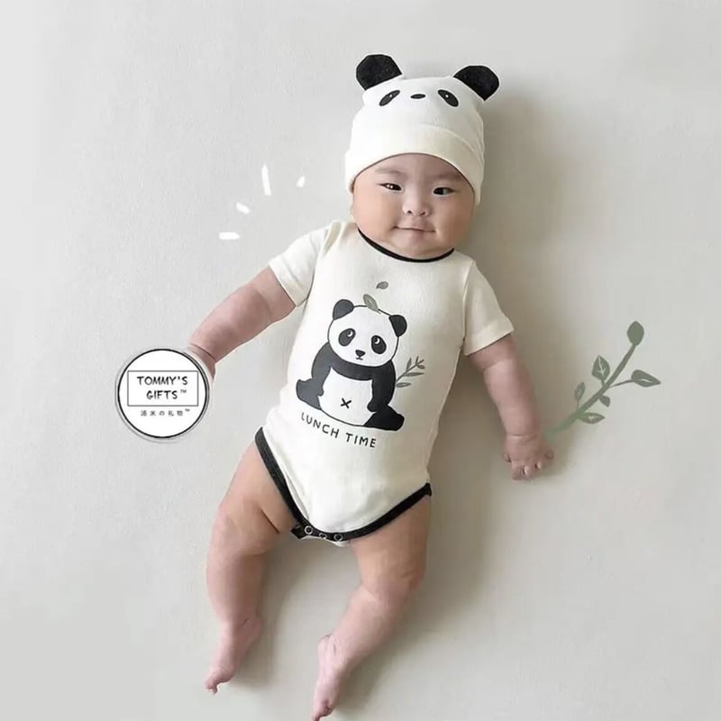 り*ん様 パンダミニロンパース 90 フリース生地 パンダモノトーンロンパース(3208) | こどもふく🧸mocokids