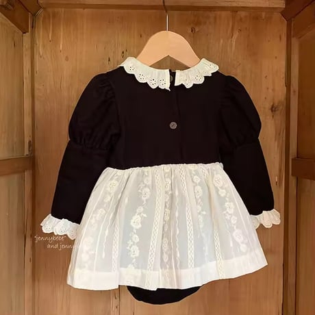 jennybebe blackメイド風スカートロンパース(1162)