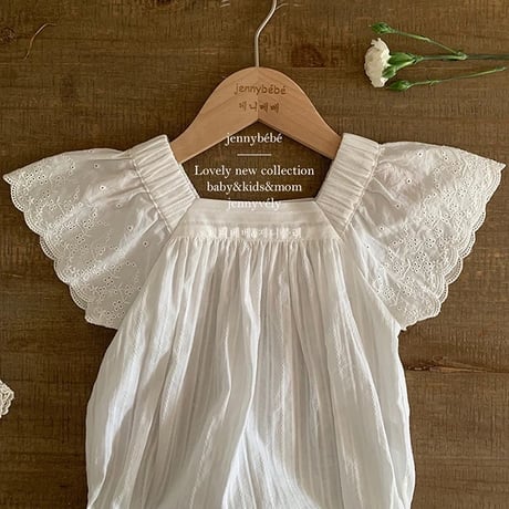 jennybebe アイレットsleeve whiteロンパース(4100)