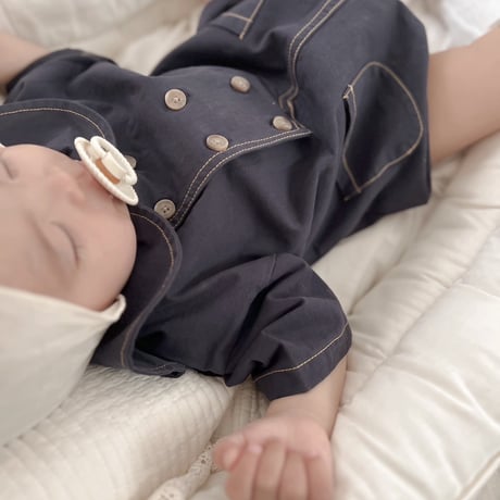 navy blueボタンロンパース(1521)