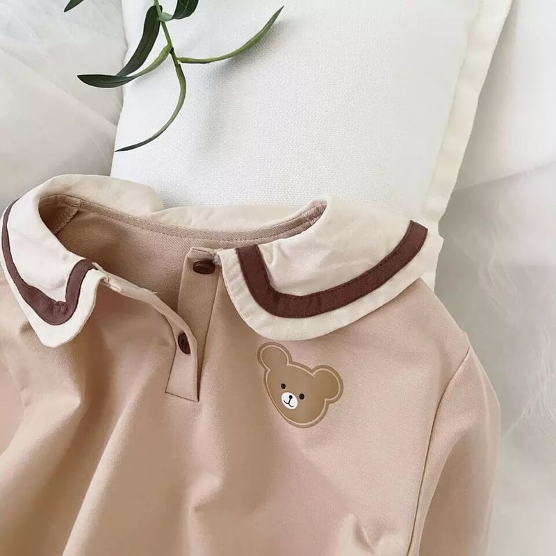 くま耳襟セーラーロンパースorワンピース(2375) | こどもふく