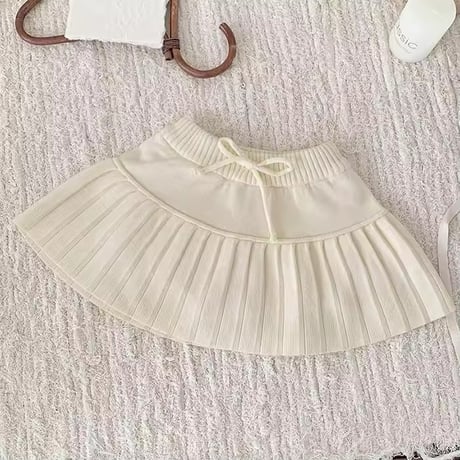 momo ivory×gray ニットプリーツスカート(1100)