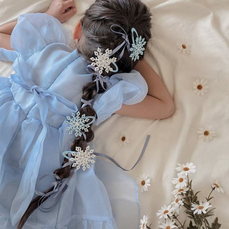 kids ice blue/pinkシフォンチュールドレス(1562)