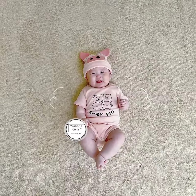 ぶたさん半袖ロンパース(3207) | こどもふく moco kids